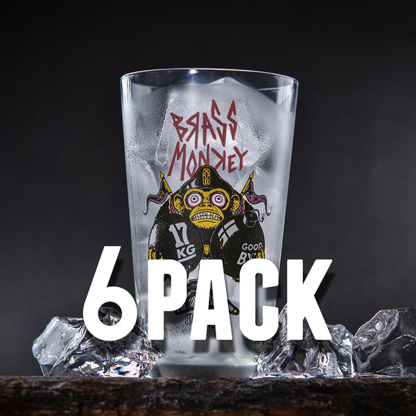 6 Brass Monkey Pint Glasses