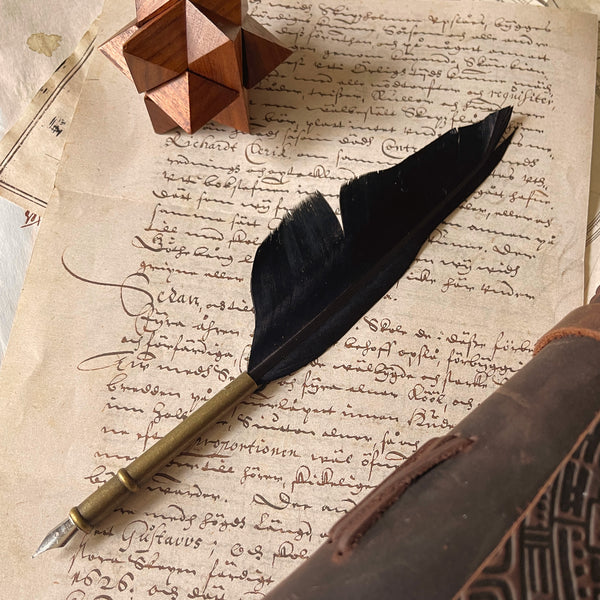 Dip Pen with black feather - The Eye of the Ocean