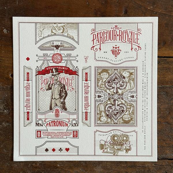 Parlour Royale Patronium Tuckbox Uncut Sheet with signature